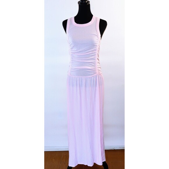 Women's Knit Midi Ruched Dress Universal Thread Pastel Pink Medium NWT - Picture 3 of 6